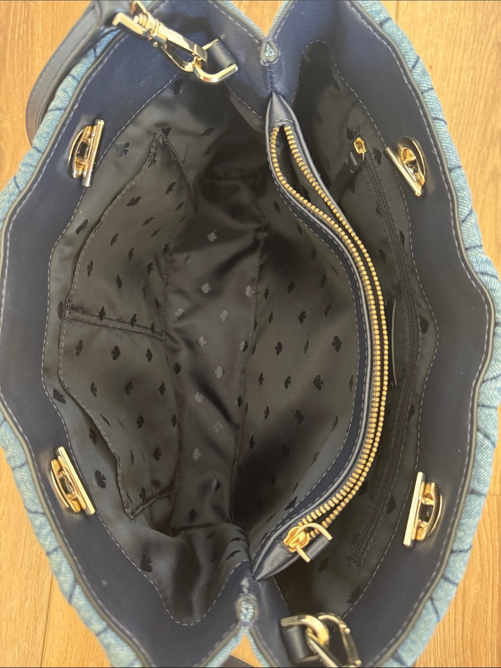 Kate Spade ♠️ Briar Lane Quilted Denim Meena Bag - Picture 9 of 16